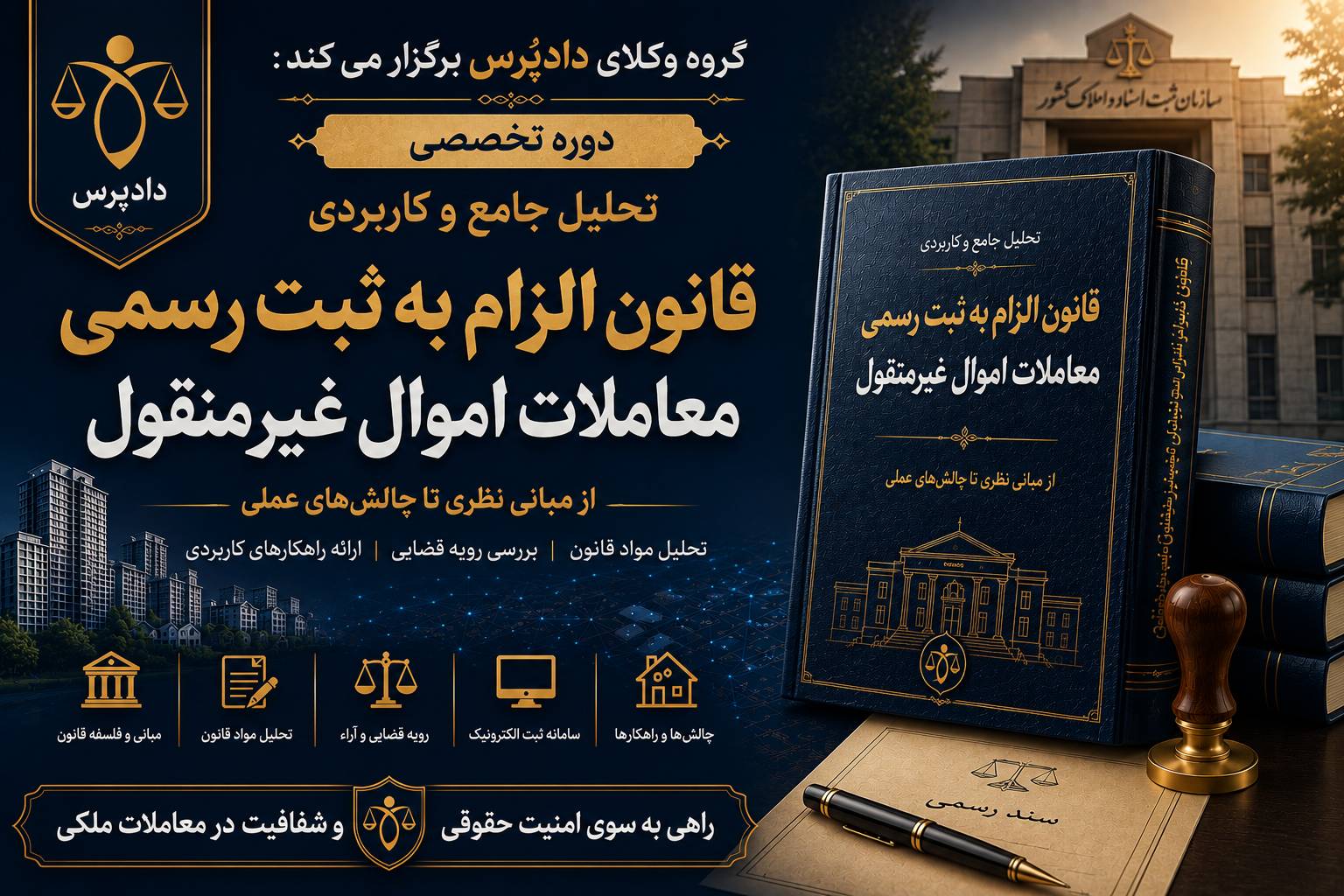 دوره تخصصی و کاربردی قانون الزام به ثبت رسمی معاملات اموال غیر منقول